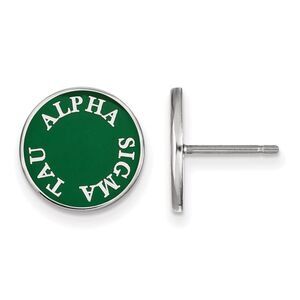 Sterling Silver Alpha Sigma Tau Enamel Disc Post Earrings